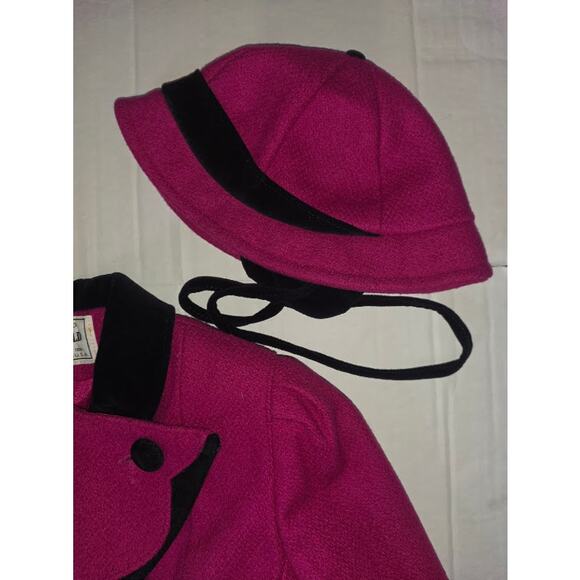 Vintage Rothschild Fuchsia Pink Wool Coat and Hat Size 6 Coquette - Picture 3 of 13